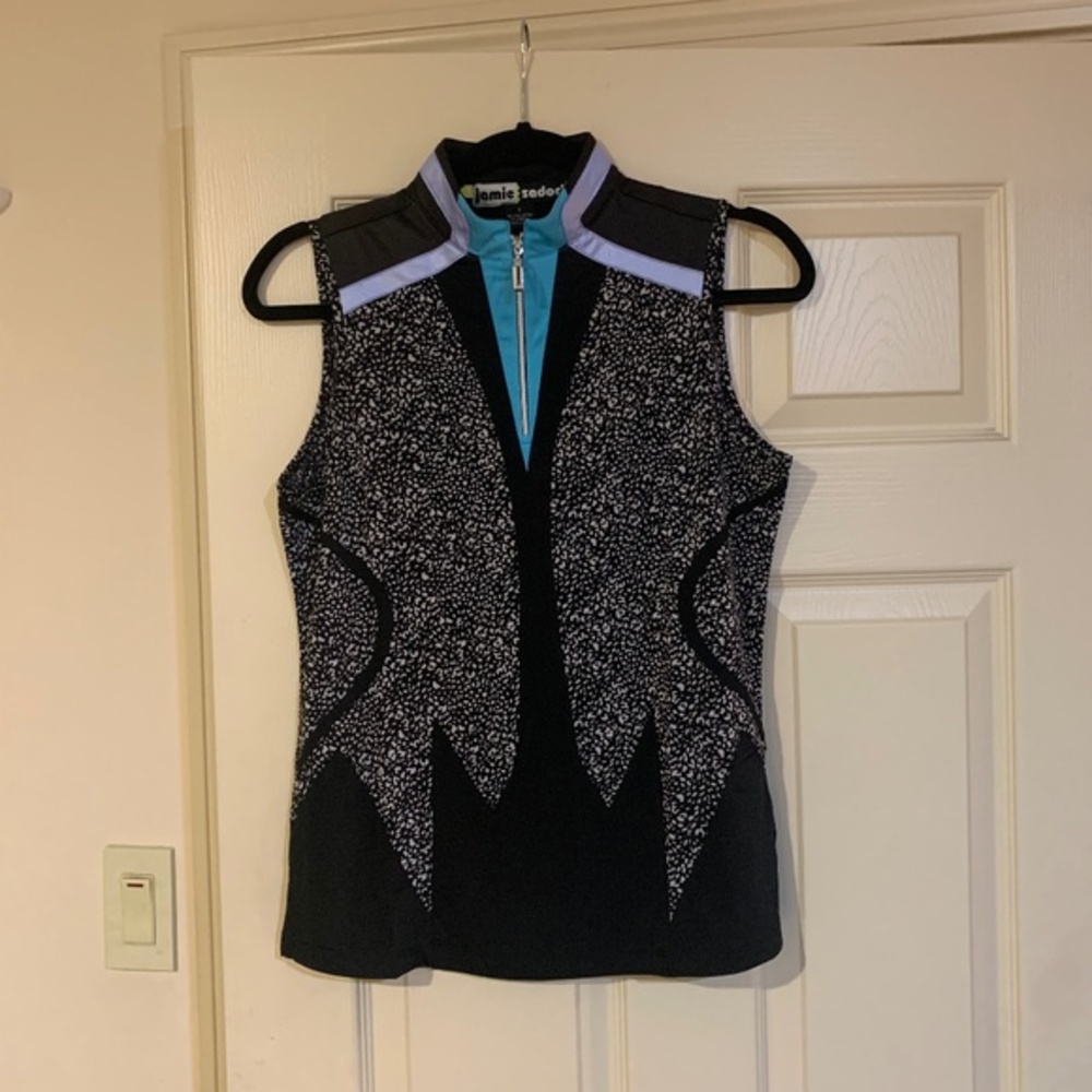 Jamie Sadock Black/Blue/Purple Print Sleeveless Top sz S